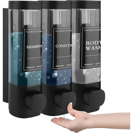 Wall-Mounted Soap Liquid Dispenser, Shower Gel Dispenser, Three-In-One Shampoo And Conditioner Dispenser,