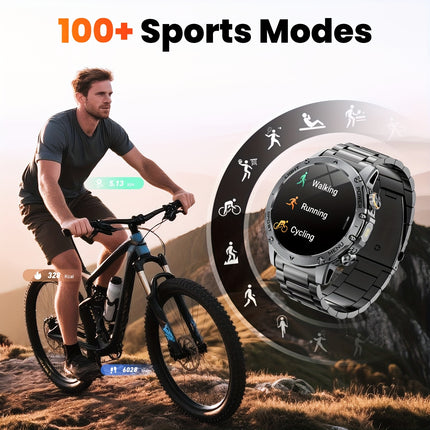 Sports Men'S Smart Watch 1000mAh Extra Large Battery, With 50+ Ultra Long Standby Time, 1.7-inch Wireless Call WaterprooF