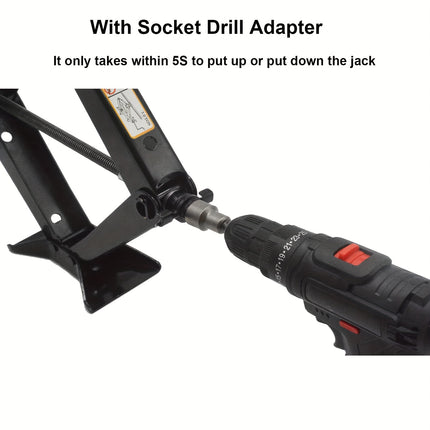 Three-Ton Scissor Lift Truck with Plug-in Drill Adapter, Carrying Case and Screwdriver/Wrench Kit