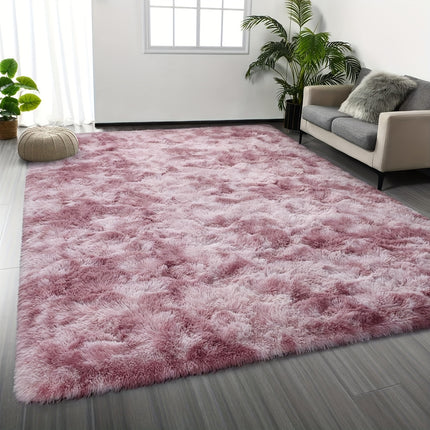 1pc Large-Size Tie-Dye Gradient Plush Carpet | Polyester, Machine Washable, Suitable for Bedroom,