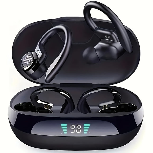 Wireless Earbuds With Earhooks, Play Back Sports Headphones In-Ear HiFi Stereo Earphones