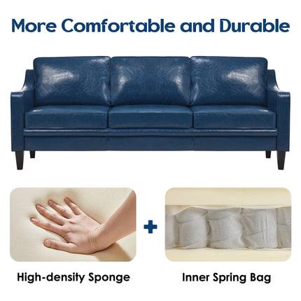 Sofa Suitable for High-Traffic Areas & Pet-Friendly - Slipcovered Synthetic Leather Couch