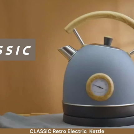 Electric Kettle, Vintage Design, Equipped with a Thermometer, 1.7 Liters Capacity