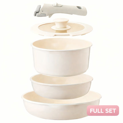 11-Piece Non-Stick Cookware Set, 11 in 1, Ceramic Kitchen Set, Pots and Frying Pan with Detachable Handle