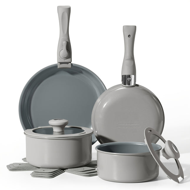 14pcs Ceramic Coated Nonstick Cookware Set Safe, Aluminum