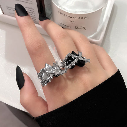 Black Heart-Thorn Cold-Style Open Ring