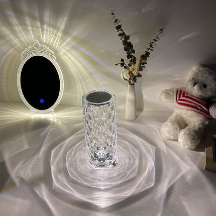 Romantic LED Rose Diamond Table Lamps For Bedroom Living Room Party Dinner Decor Creative Lights