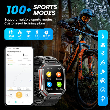 GPS Men'S Sports Smart Watch, 2.0-inch HD Smart Watch, With Wireless Call Function, Message Reminder,