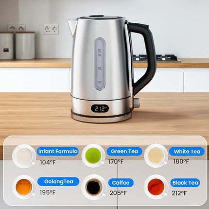 57.48oz Electric Kettle 1500W Rapid Heating, 7 Adjustable Temp Settings, Temp Adjustment & Keep Warm,