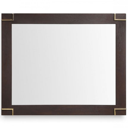 33" Brown and Gold Wood Framed Accent Mirror