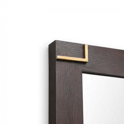 33" Brown and Gold Wood Framed Accent Mirror