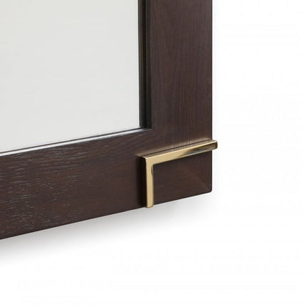 33" Brown and Gold Wood Framed Accent Mirror