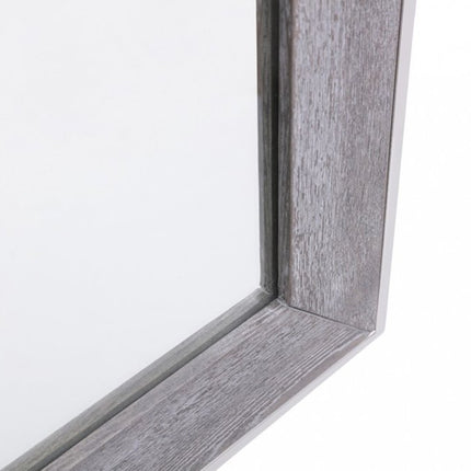 40" Gray and Silver Wood and Metal Framed Accent Mirror