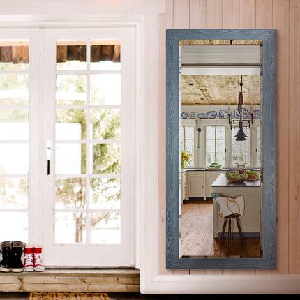 1pc Large Bohemian Full-Length Mirror with Gray Wood Frame41"L x 29"W or 61"L x 25"W,