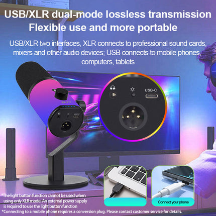 ZX777 Moving Coil XLR USB Dual-mode Noise Reduction Microphone