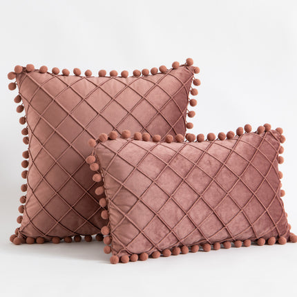 Velvet Solid Color Diamond Tassel Pillowcase