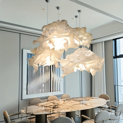 Modern Paper Cloud Chandelier - Stylish DIY Paper Lamp Shade with Warm Yellow Light