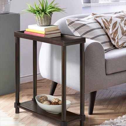 Set of Two 24" Espresso Solid Wood End Tables With Shelf