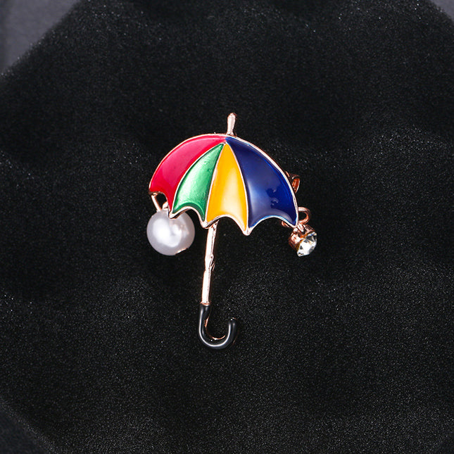 High-end mini retro umbrella brooch women