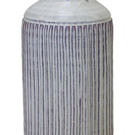 12" Gray And Brown Ribbed Terracotta Cylinder Table Vase