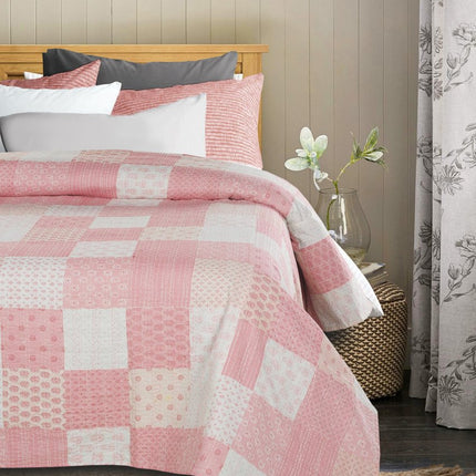 Pink Knitted Cotton Geometric Throw