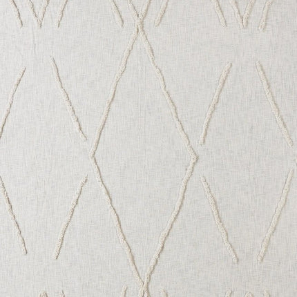 Ivory Geometric Queen Cotton Coverlet With Fringe