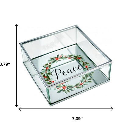 6" Silver Glass Christmas Vanity Tray