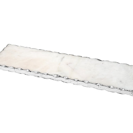 18" White Rectangular Marble Vanity Tray