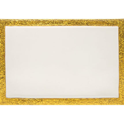 9" Gold and White Rectangular Metal Serving Tray