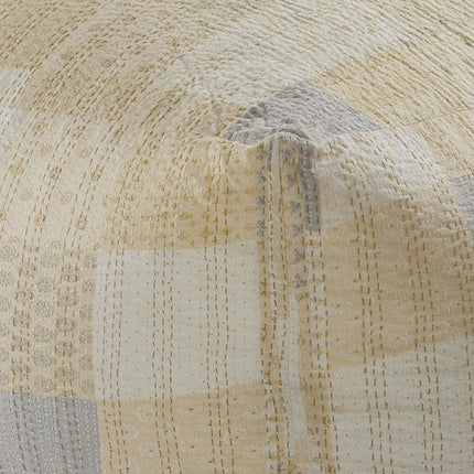 48" Cream Cotton Patchwork Pouf Ottoman