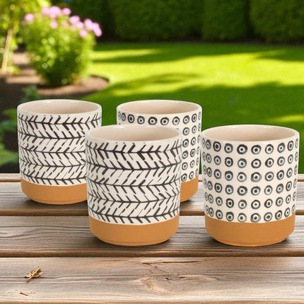 Set of Four Cream Dolomite 3 Ounce Round Pot Planters