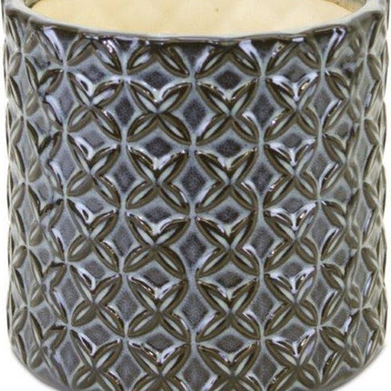 Set of Two Brown And Gray Clay 7 Ounce Geometric Round Pot Planters
