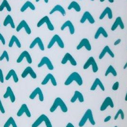 Set of Two Aqua Teal And White Ceramic 2 Ounce Chevron Round Distressed Pot Planters