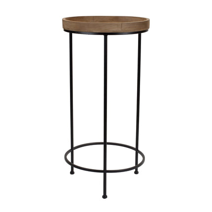 Set of Three 29" Black And Brown Round End Tables