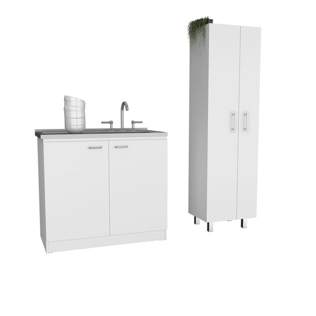 White 39" Kitchen Island Set