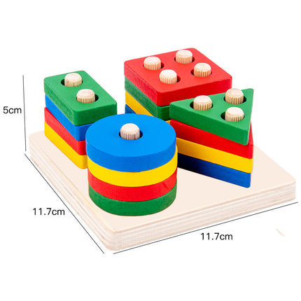 Montessori Geometric Shaped Sets Of Columns Matching Building Blocks