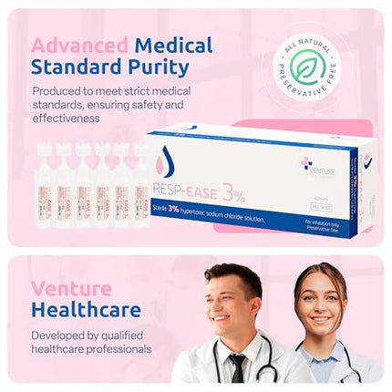 3% Hypertonic Saline Solution for Inhalation via Nebuliser 240ml / 8.11 FL OZ - Helps Clear Airways and Congestion from Lungs - 60 x 4ml Vials - Nebulizer Saline Solution|B0BNJB6P1X