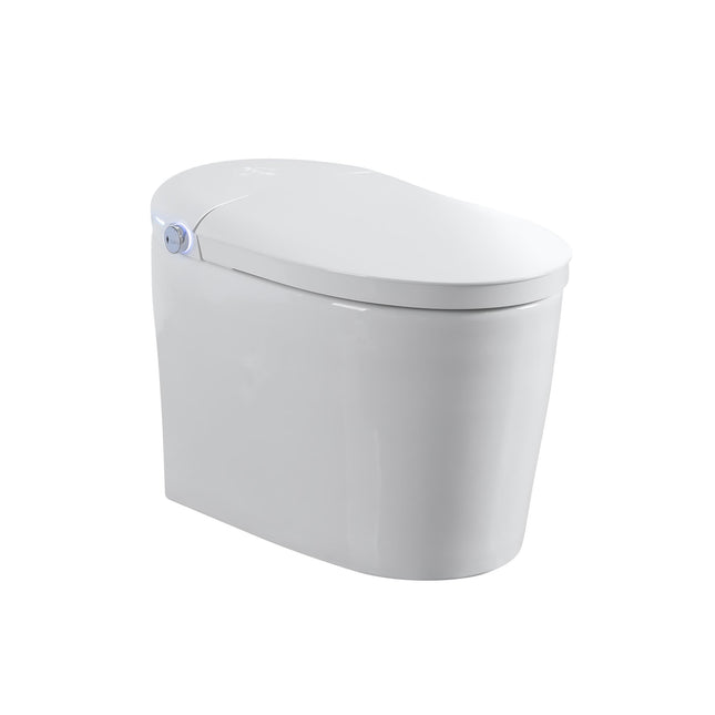 Tankless Smart Toilet With Bidet Built In, One-piece, Auto Flush, Auto Open/Close,Heated Seat, Bubble Wash,Warm Water and Dry, Adjustable Temp,Remote Control Side Know