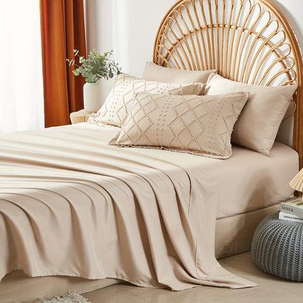 7pcs Boho Diamond Stripe Comforter And Sheet Set, Soft, Lightweight, Breathable