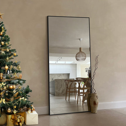 Floor Mirror- Aluminum Alloy Frame Full Body Mirror for Bathroom Living Room Bedroom and Entryway