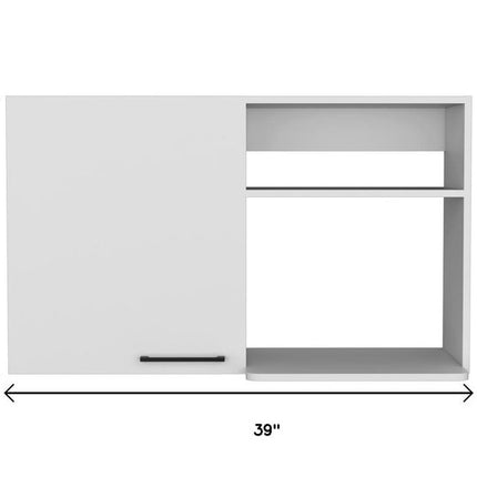 39" White Wood Wall Mounted Accent Cabinet With Single Door