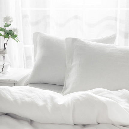 Set of Two Light Gray Linen King Pillowcases