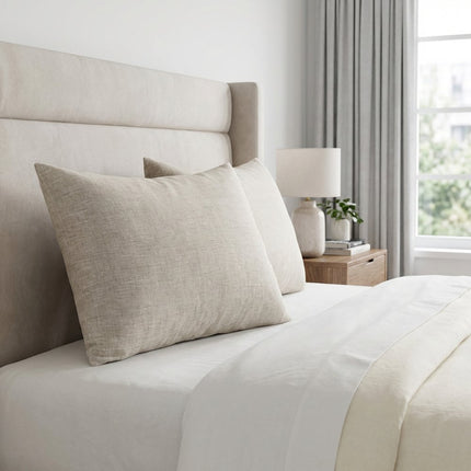 Set of Two Light Gray Linen King Pillowcases