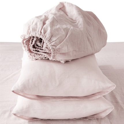 Four Piece Light Pink Linen Twin Sheet Set