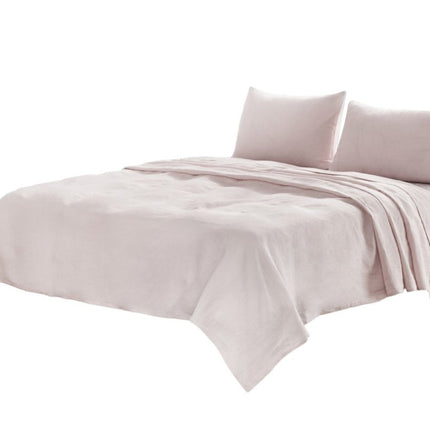 Four Piece Light Pink Linen Twin Sheet Set