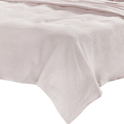 Four Piece Light Pink Linen Full Double Sheet Set