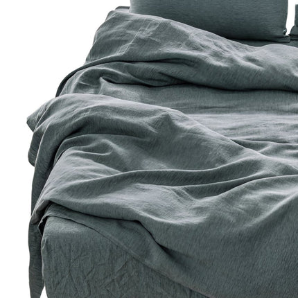 Four Piece Light Gray Linen California King Sheet Set