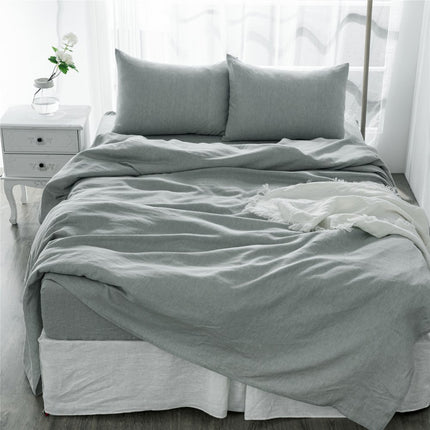 Four Piece Blue Linen Twin Sheet Set