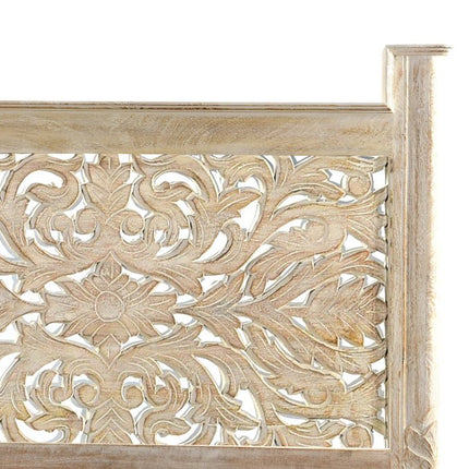 White Carved Floral Distressed Solid Wood King Bed Frame