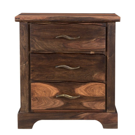 27" Dark Brown Solid Wood Three Drawer Nightstand